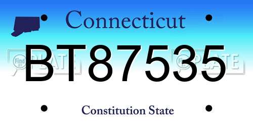 BT87535 Connecticut License Plate