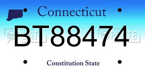 BT88474 Connecticut License Plate