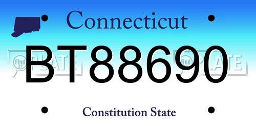 BT88690 Connecticut License Plate