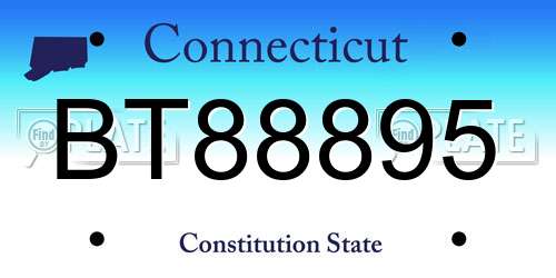 BT88895 Connecticut License Plate