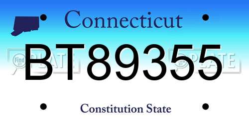 BT89355 Connecticut License Plate