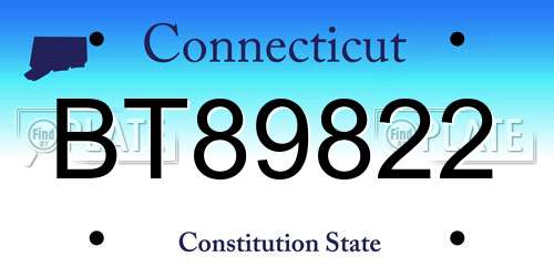 BT89822 Connecticut License Plate
