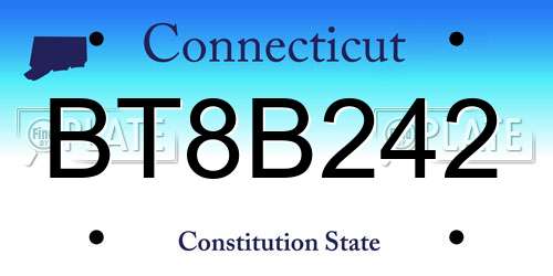 BT8B242 Connecticut License Plate