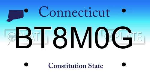 BT8M0G Connecticut License Plate