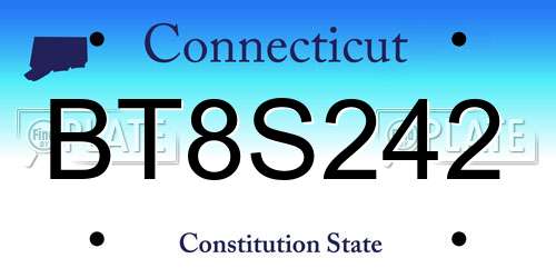 BT8S242 Connecticut License Plate