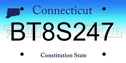 BT8S247 Connecticut License Plate