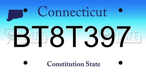 BT8T397 Connecticut License Plate