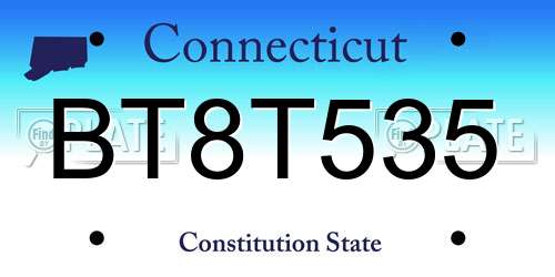 BT8T535 Connecticut License Plate