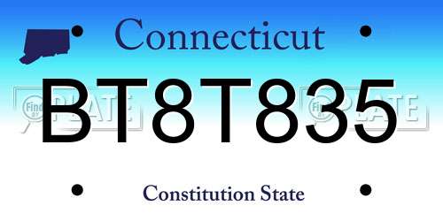 BT8T835 Connecticut License Plate