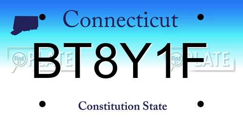 BT8Y1F Connecticut License Plate
