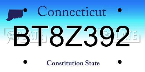 BT8Z392 Connecticut License Plate