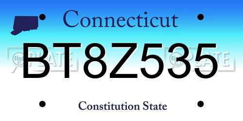 BT8Z535 Connecticut License Plate