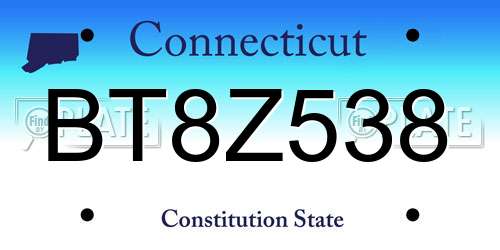 BT8Z538 Connecticut License Plate