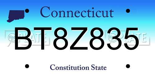 BT8Z835 Connecticut License Plate