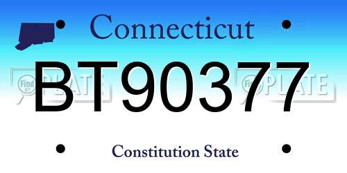 BT90377 Connecticut License Plate