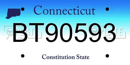 BT90593 Connecticut License Plate