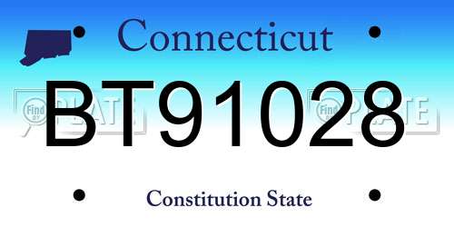 BT91028 Connecticut License Plate