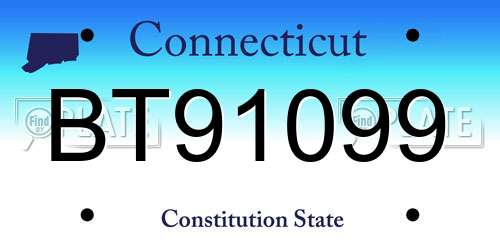 BT91099 Connecticut License Plate