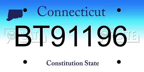 BT91196 Connecticut License Plate