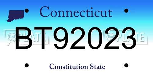 BT92023 Connecticut License Plate