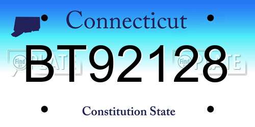 BT92128 Connecticut License Plate
