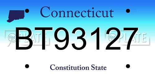 BT93127 Connecticut License Plate