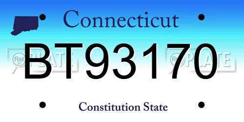 BT93170 Connecticut License Plate