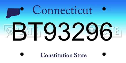 BT93296 Connecticut License Plate