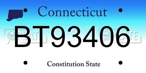 BT93406 Connecticut License Plate