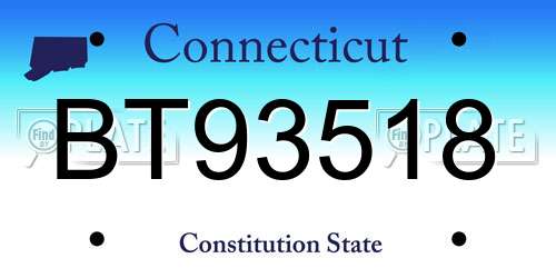 BT93518 Connecticut License Plate