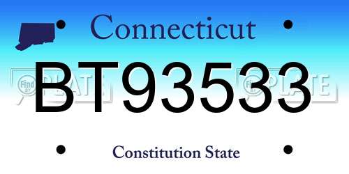 BT93533 Connecticut License Plate