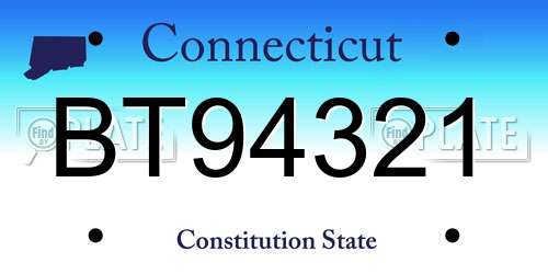 BT94321 Connecticut License Plate