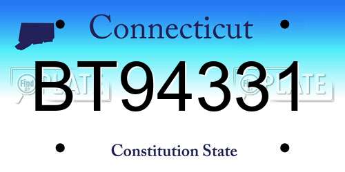 BT94331 Connecticut License Plate