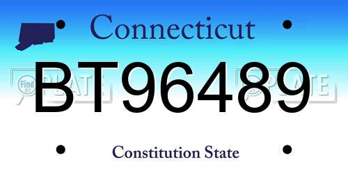 BT96489 Connecticut License Plate