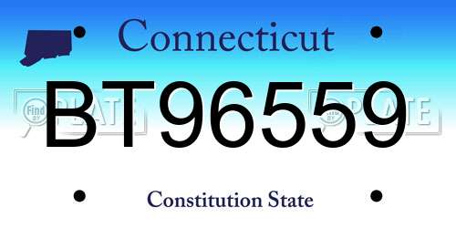 BT96559 Connecticut License Plate