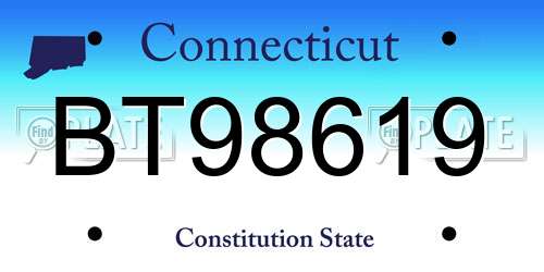 BT98619 Connecticut License Plate
