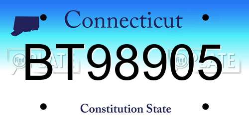 BT98905 Connecticut License Plate