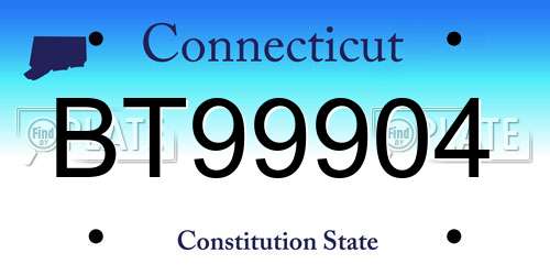BT99904 Connecticut License Plate