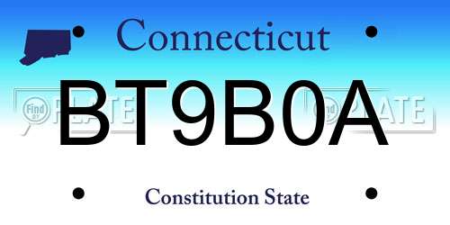 BT9B0A Connecticut License Plate