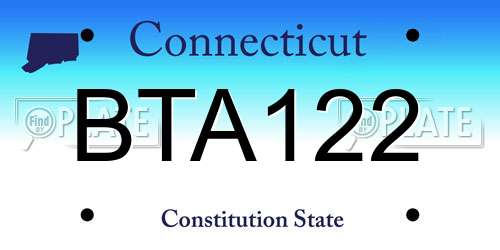 BTA122 Connecticut License Plate