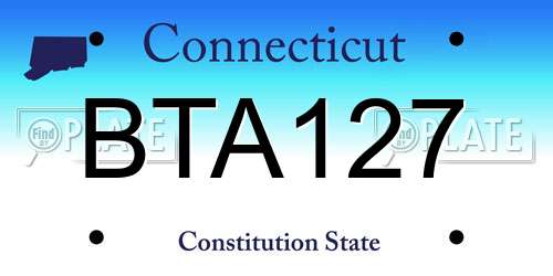 BTA127 Connecticut License Plate