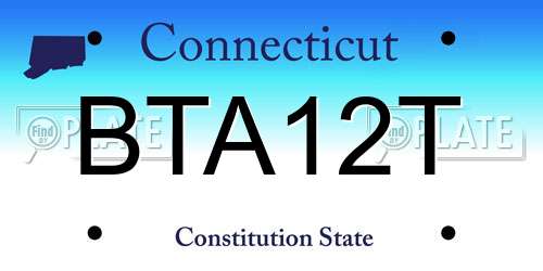 BTA12T Connecticut License Plate