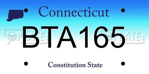 BTA165 Connecticut License Plate