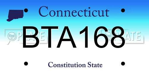 BTA168 Connecticut License Plate