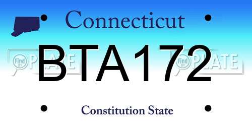 BTA172 Connecticut License Plate