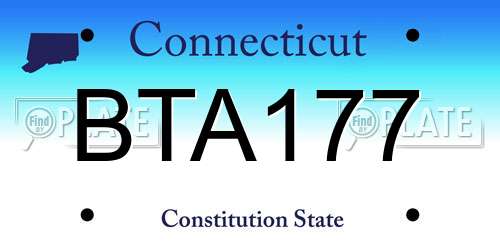 BTA177 Connecticut License Plate