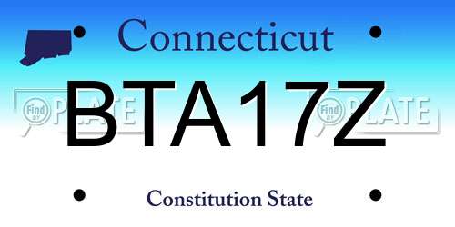 BTA17Z Connecticut License Plate