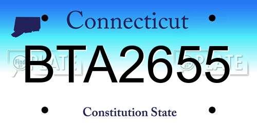BTA2655 Connecticut License Plate