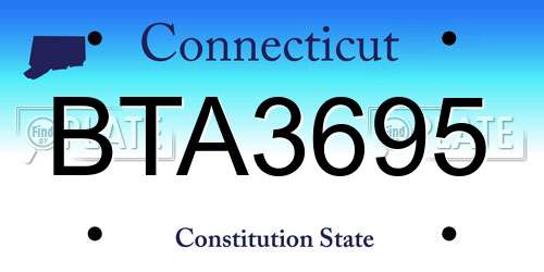 BTA3695 Connecticut License Plate