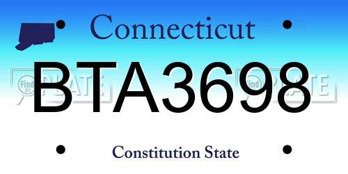 BTA3698 Connecticut License Plate
